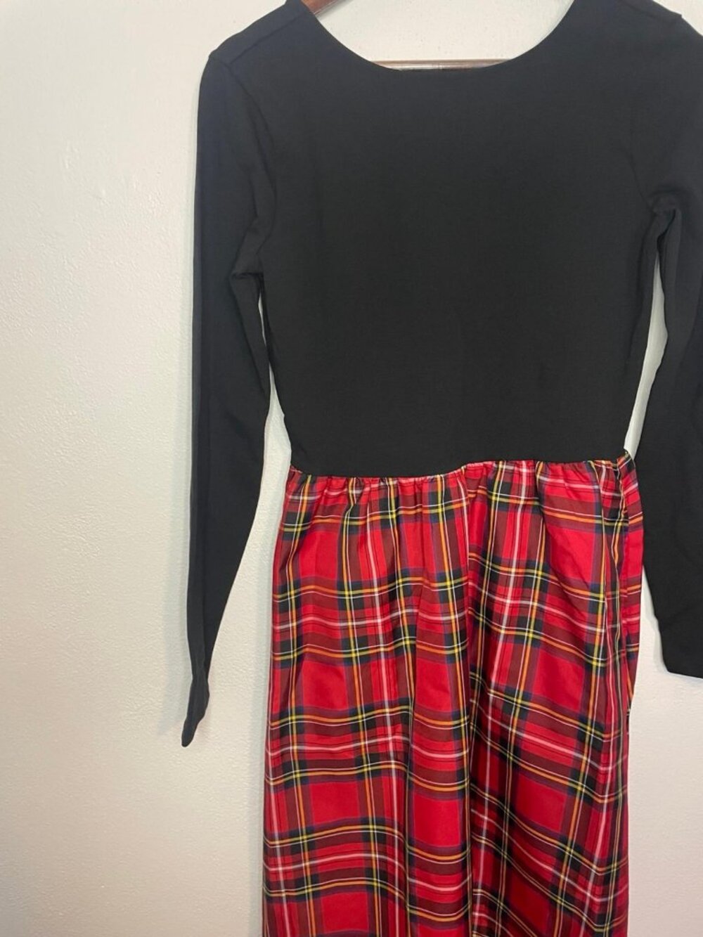 Red Tartan Midi Skirt Dress